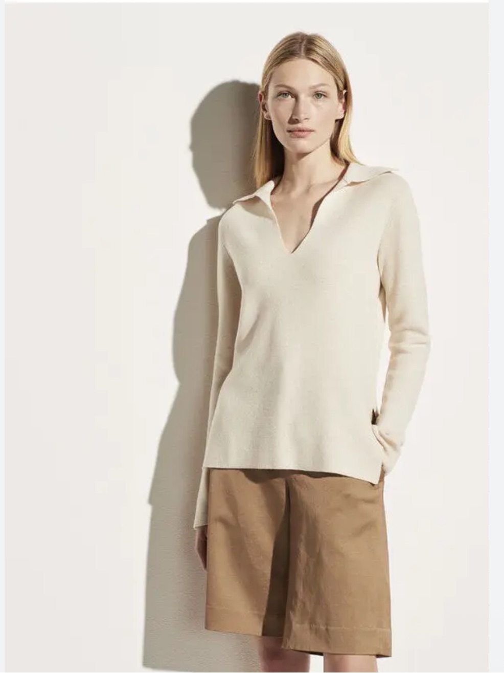 Vince Wool-Cashmere Fitted Polo Sweater